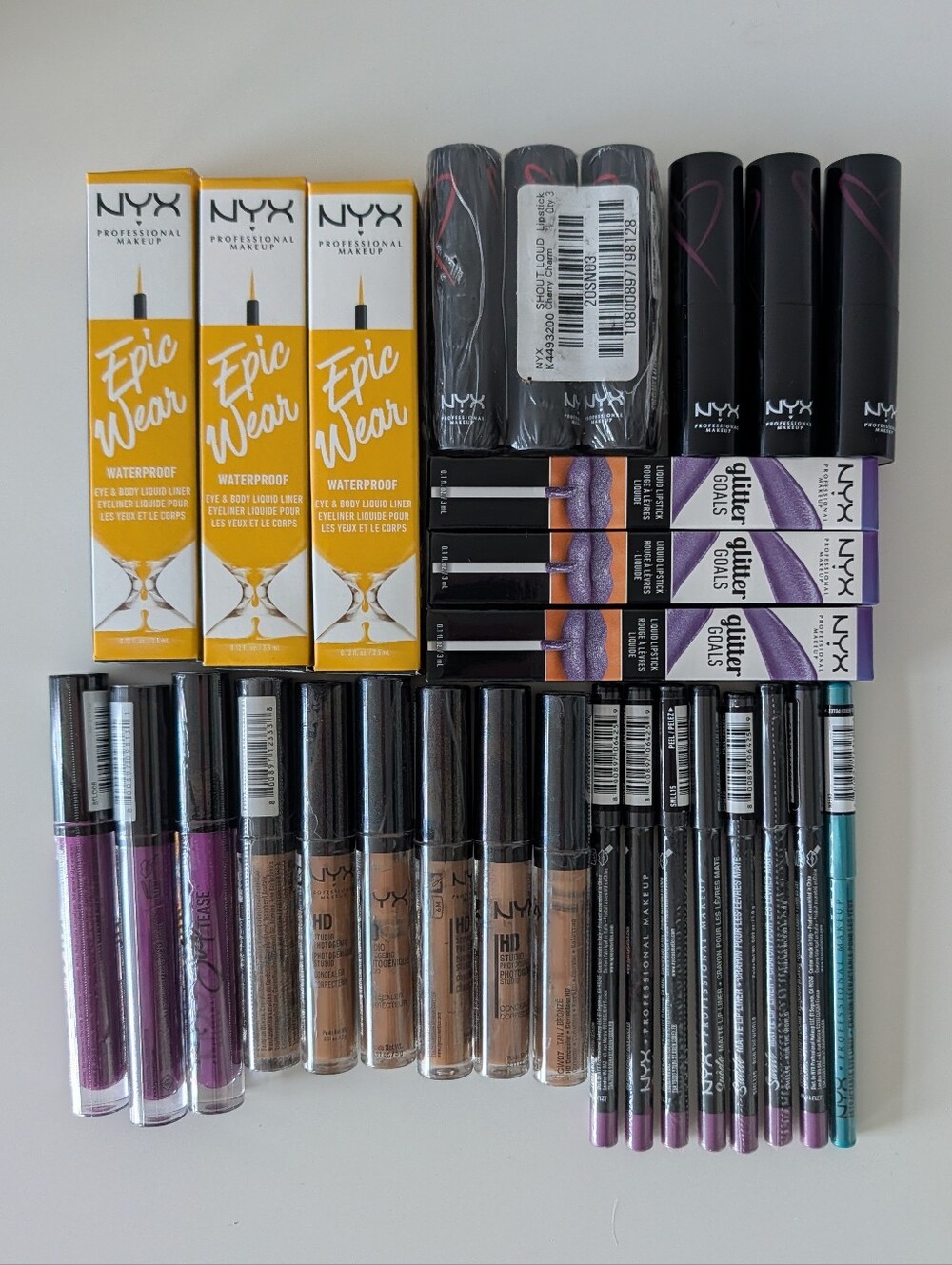 Huge NYX Professional Makeup Lot 29 Pcs New Sealed Eyeliner Lipstick Concealer